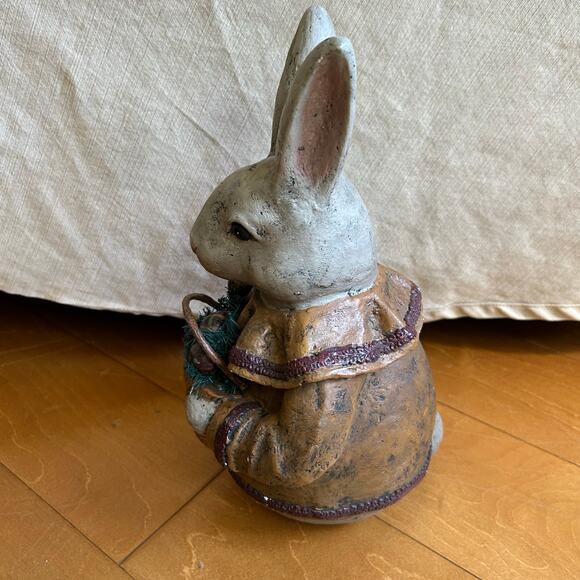 Vintage Deborah Graham Paper Mache Bunny Rabbit Basket Primitive Signed 12” - Picture 4 of 10